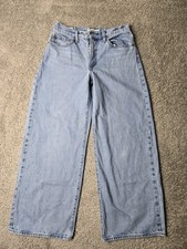 Levi's Premium XL Striaght Size 27 Women's Wide Leg Baggy Jeans Light Wash 30x31