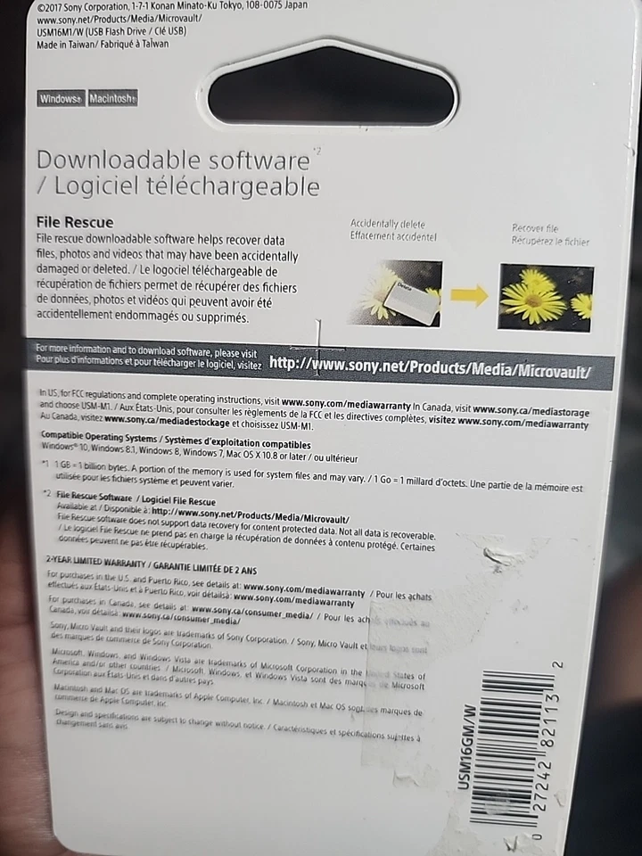 Sony 16 GB Micro Vault USB Flash Drive LED Rescue Deleted Files USM16GM - Image 2 of 2