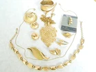 10 Pieces All Signed Trifari Brushed Gold Costume Jewelry Lot Sets