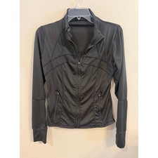 FOREVER 21 Athletic Zip Jacket Thumbholes Black Activewear Womens Size Small