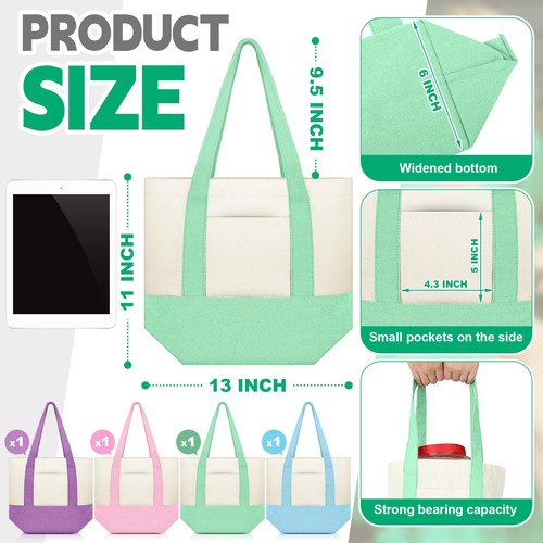 4 Pcs Canvas Tote Bag with Pockets Duty Canvas Sublimation Blank Small Bag Mi... - Picture 2 of 6