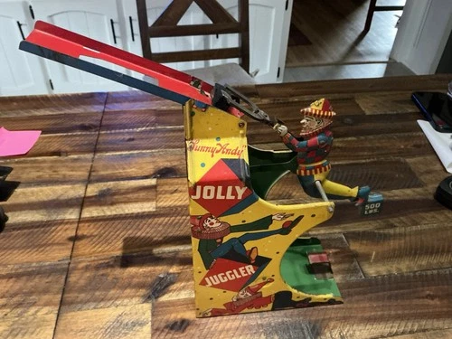 Rare Vintage Tin Sunny Andy Jolly Juggler Toy By Wolverine Supply & Mfg. Co.