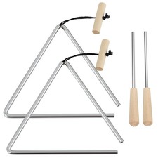 8 Inch Rhythm Steel Triangles Percussion Instrument With Striker 2 PCS