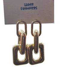 Urban Outfitters Chunky Gold Tone Link Chain Drop Earrings Statement Indie