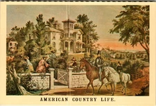 Vintage American Country Life Postcard by Merrimack Publishing Currier & Ives