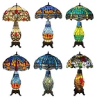 25'' Tiffany Style Table Lamp Vintage Stained Glass Pull Switch Bedside Lamp