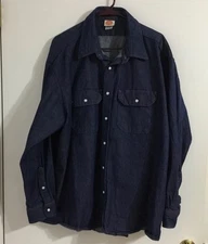Red Kap Pearl Snap Shirt Men Sz XXL Blue Denim Long Sleeve Workwear New w/o Tags