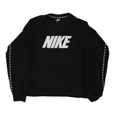 Nike Spellout Sweatshirt - Large Black Cotton Blend