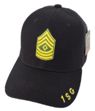 U.S. Army Rank, First Sergeant, E-8, Adjustable Black Baseball Cap
