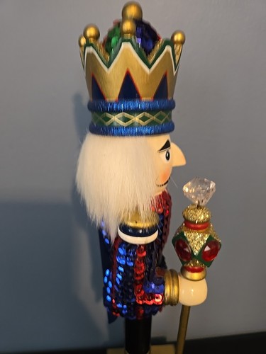 Pailletten Holz Schmuck König Nussknacker 12" hoch - Bild 4 von 9