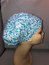 Euro Scrub Hat Mermaid Scales Aqua Lavender Blue Surgical Cap CNOR CHEF CRNA MD