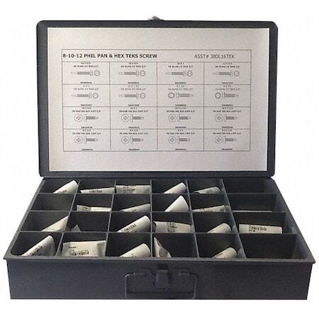 Zoro Select Jbdl16tek Tapping Screw Assortment, Steel, Zinc Plated Finish-image