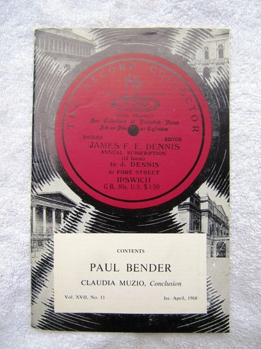 RECORD COLLECTOR Magazine 1968 Vol 17 11 CLAUDIA MUZIO - Paul Bender Discography