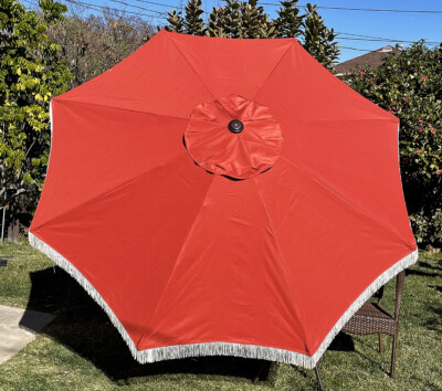 BELLRINO Replacement Tassel Edge Brick Umbrella Canopy for 9FT 8RIBS