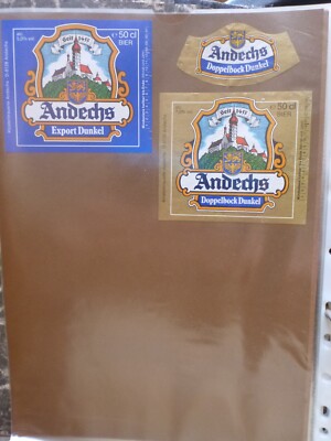 ORIGINAL KLOSTERBRAUEREI ANDECHS 2X DIFFERENT WEST GERMAN BEER LABELS