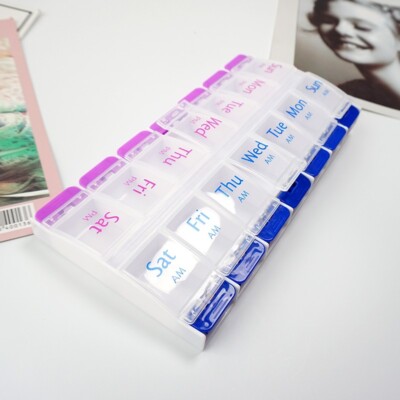 Großer Knopf geöffnet 14 Tage wöchentlich Pillendose bunte Tablette Aufbewahrung Etui Medizin