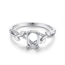 925 Sterling Silver Semi Mount Ring Setting 8x6mm Oval Solitaire Promise Ring