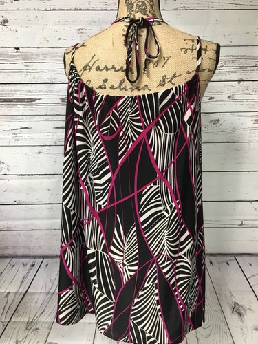 WOMEN TANK TOP SHIRT BLOUSE-DEREK HEART Medium Pink Black White - Picture 5 of 10