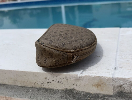 VINTAGE GUCCI HELLBRAUN LEDER LOGO REISSVERSCHLUSS TOP DETAIL KOSMETIKTASCHE HERGESTELLT IN ITALIEN - Bild 7 von 12