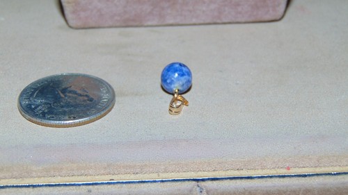 BLUE AND WHITE SMALL BALL BEAD PENDANT 8MM - Picture 2 of 4