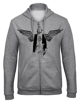 Kurt Cobain Nirvana Kapuzenpullover Sweatjacke mit Reißverschluss-9541_Grau