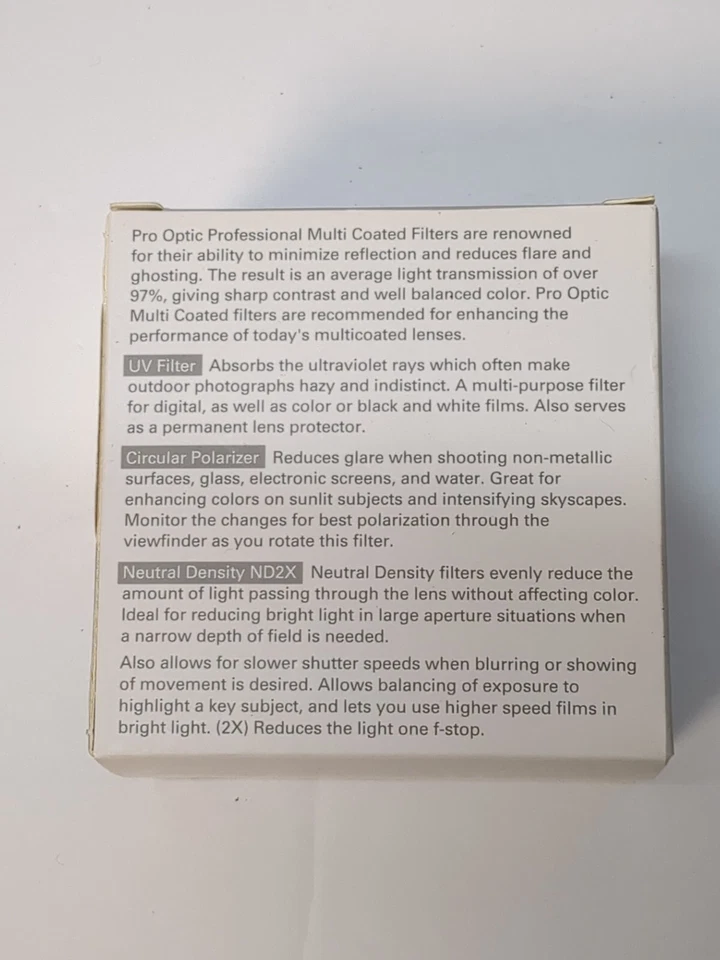 Pro Optic 49mm Set of 3 Lens Essentials Filter Kit-UV, Circular Polarizer, ND2X - Image 3 of 3