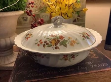 Vintage Myott~HARVEST”~Covered Serving Bowl~Fruit Pattern~ENGLAND~FREE SHIPPING~