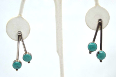 DTR Jay King Sterling Silver Turquoise Earrings .925 Post 1 1/2'' SOUTHWESTERN