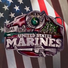 VINTAGE 1987 United States Marines Belt Buckle Siskiyou Buckle Co. -- 4369