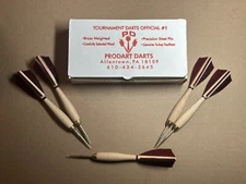 Darts #1 Dark Red Turkey Feather Wooden Barrel 12pc Box-Steel Tip