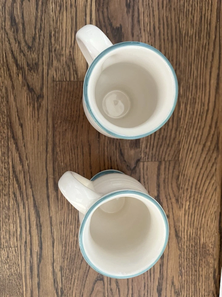 Pfaltzgraff JUNIPER tazas con patas de pedestal gres 12 oz malva/verde - Juego de 2 Foto 3 de 4