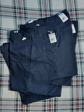 NWT - Men's DICKIES Navy Blue Flat Front Work Pants - Elastic Side Tabs 34 x 32
