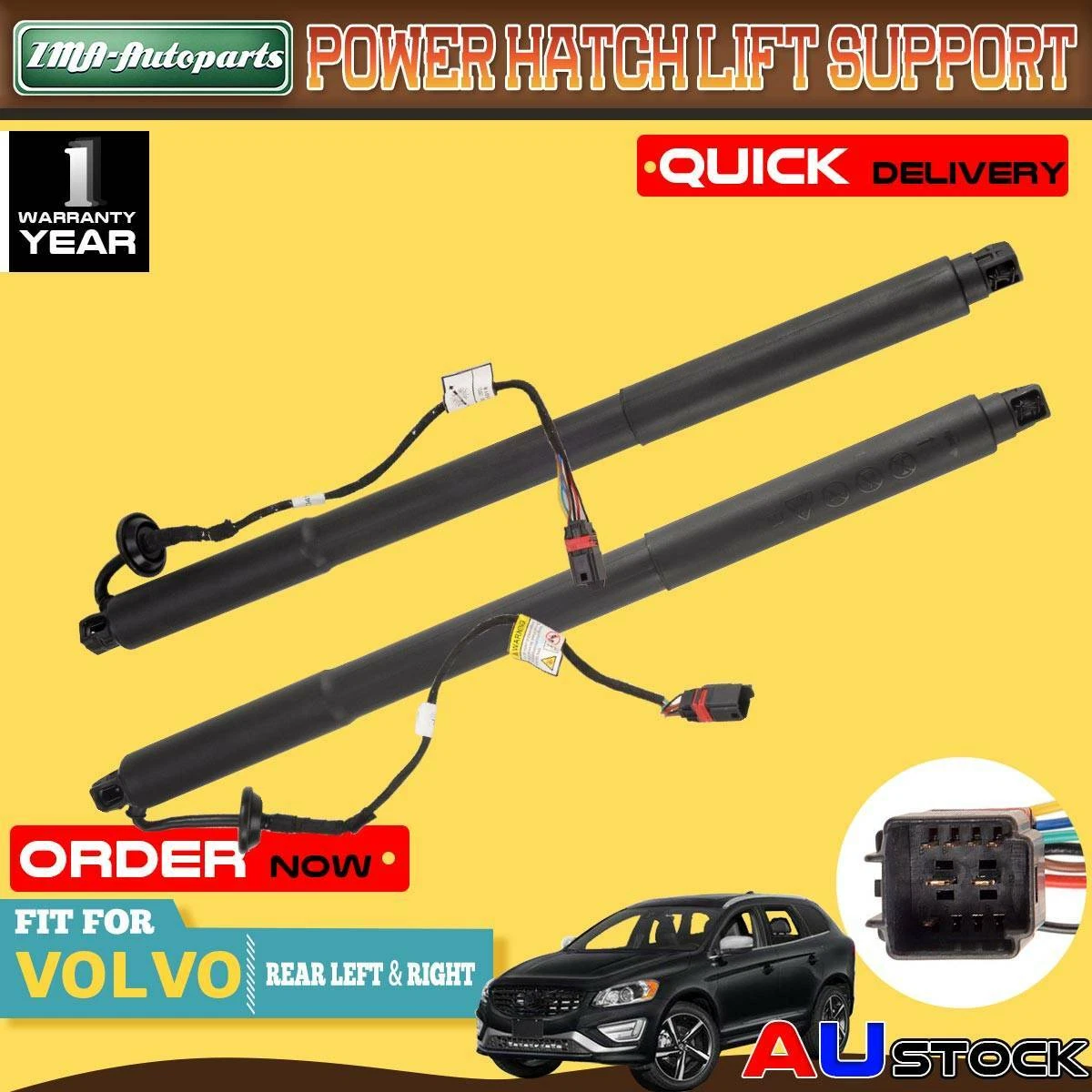 2x Power Hatch Tailgate Spindle Drive Gas Struts w Auto for Volvo XC60 08 15