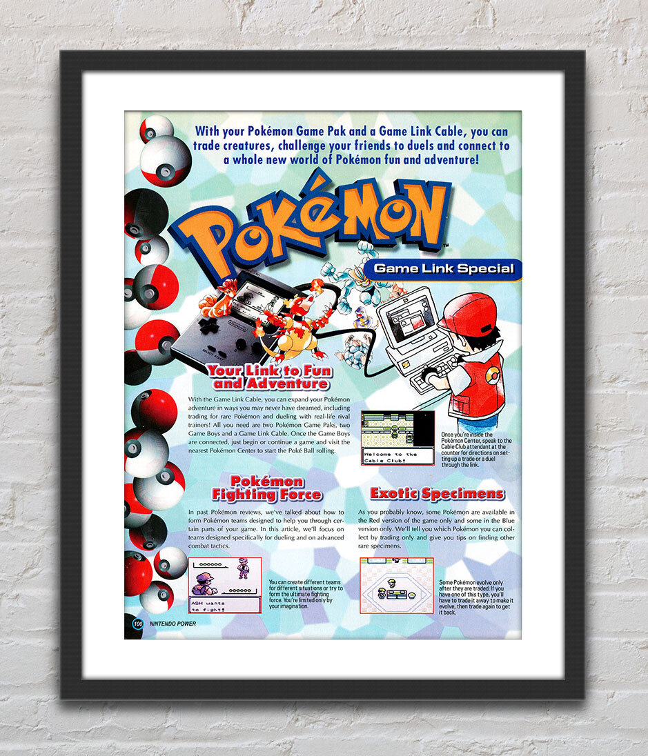 Pokemon Red Blue Version Nintendo Game Boy Glossy Promo Ad Poster 