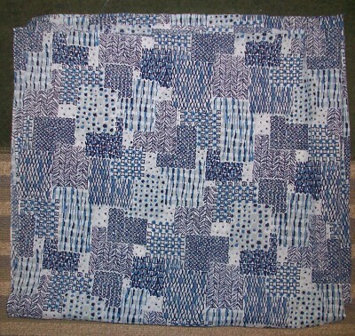 Vintage Semi-Sheer Crinkle Blue & White Patchwork Pattern Clothing Craft Fabric