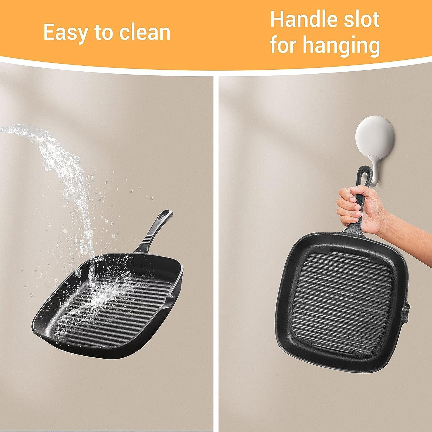 SKILLET GRILL PAN BBQ Grillpan Ribbed Griddle Bottom Cast Iron Cookware