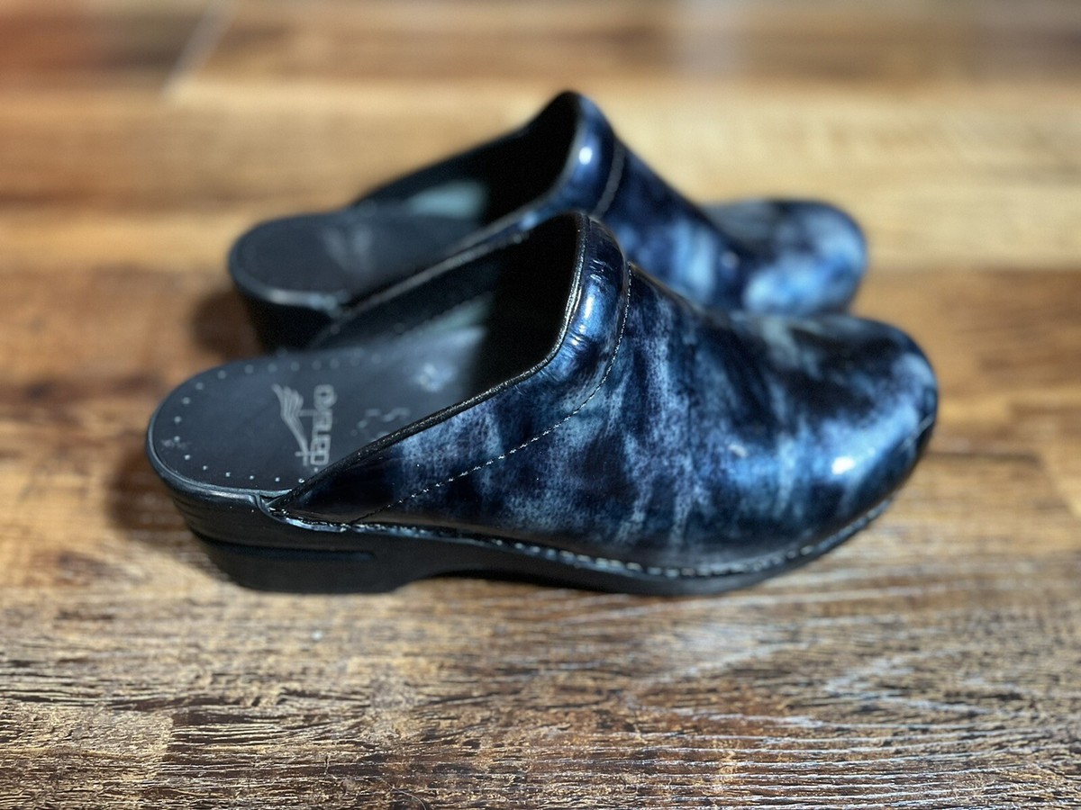 Dansko Marbled Patent Leather Clogs Sz 39 EU US Green purple  2812990202
