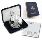 (1) 2001 W 1oz US American Silver Eagle $1 Dollar Proof Bullion Coin w/Box & COA