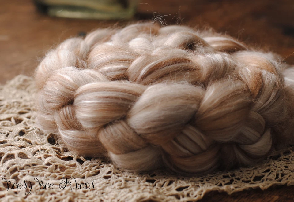 18.5 mic. Merino Alpaca Camel Mulberry Silk Combed Top 4 oz - Image 2 of 4