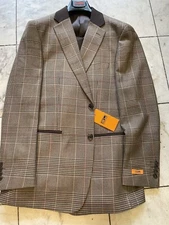 NWT STEVEN LAND Men's Multi Color Plaid Suit Modern 2Buttons Size 42R
