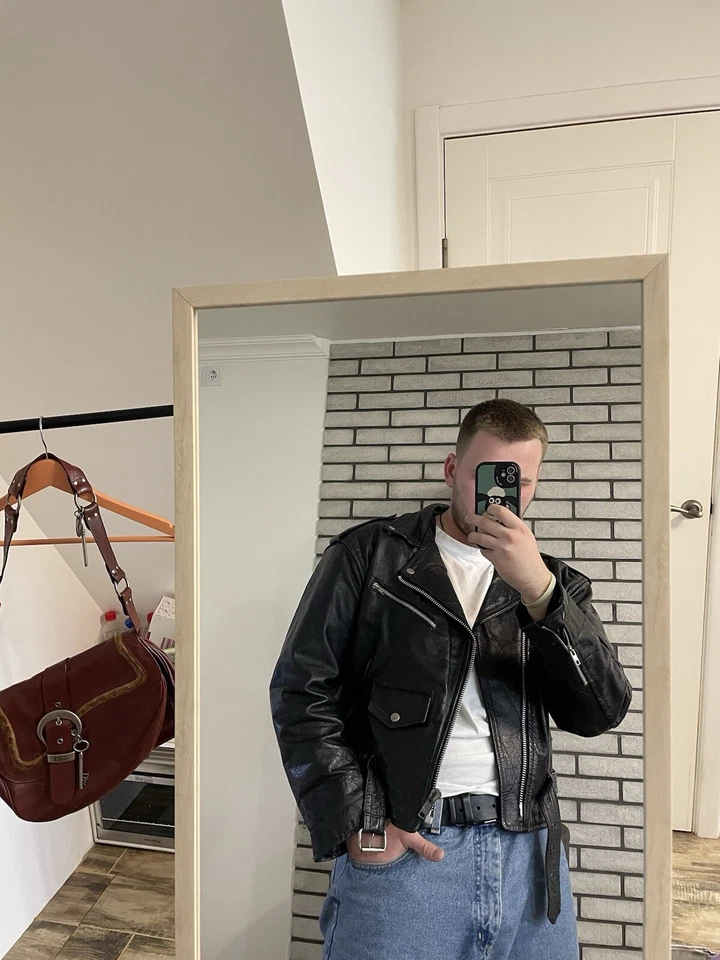 Vintage Perfecto Black Leather Motorcycle Jacket Size XL Bike 1990s - Image 2 of 4