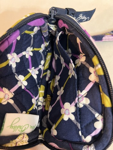 Vera Bradley Floral Nightingale Coin Purse Key Ring Blue Green Gray Purple Zip - Picture 7 of 9