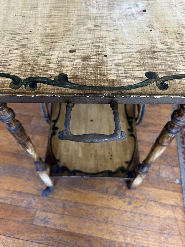 Impresionante carro de bar/carrito de té antiguo vintage de madera y vidrio barra para servir Foto 4 de 4