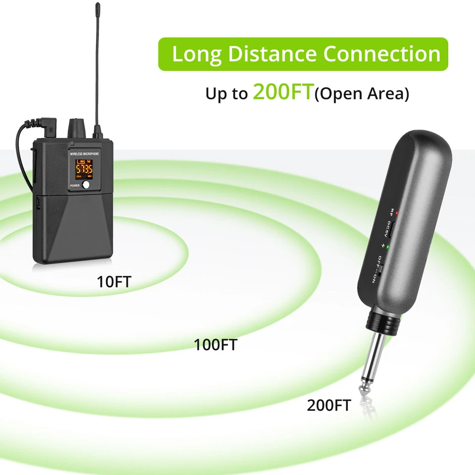 Funk Drahtlos UHF Mikrofon Set Headset Handheld Lavaliermikrofon Taschensender - Bild 4 von 4