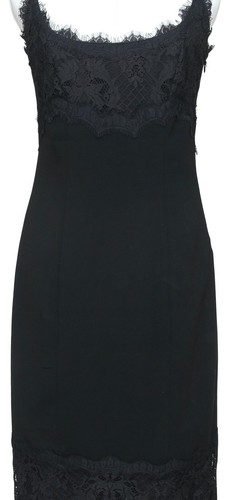 DIANE VON FURSTENBERG Black Dress Lace Spaghetti Strap Knee Length Sz 4 - Picture 6 of 9