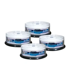 100 Optical Quantum 4x 25GB Blu-ray BD-R White Thermal Printable Disc OQBDR04WTP