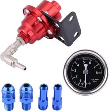 Aluminum Universal Adjustable Fuel Pressure Regulator Gauge Fitting Kit