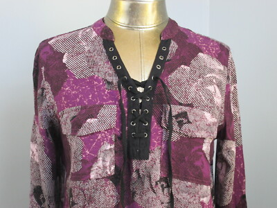 gana様 Rock Republic Purple Lace Up Top Women Size M Chest 36 Roll Tab
