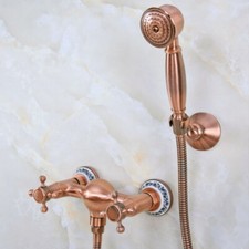 Antique Red Copper Bathroom Handheld Spray Shower Faucet Set Mixer Tap 2na294