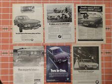 BMW E3 six cylinder models selection of 6 original magazine adverts 1970's